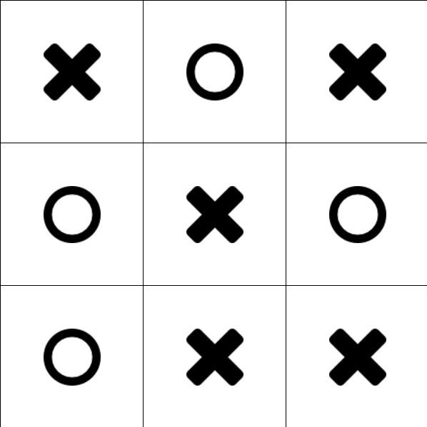 TicTacToe-Spiel, bei dem Kreuz gewonnen hat
